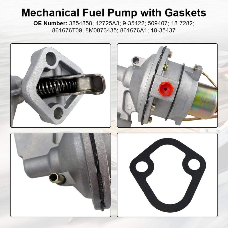 YUANTUO Mechanical Fuel Pump Fits for MerCruiser Mercury Marin MC120 MC165 MC170 MC180 MC190 MC470-1 MC488 Engine Penta 2.5L 3.0LX 3.0L 3.7L 3.7-LX 1995-2001, 3854858 42725A3 9-35422 509407 18-7282 - Image 5